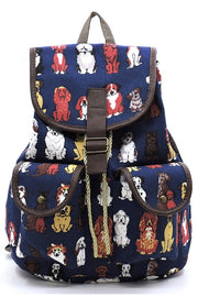 Puppy Printed Canvas Backpack