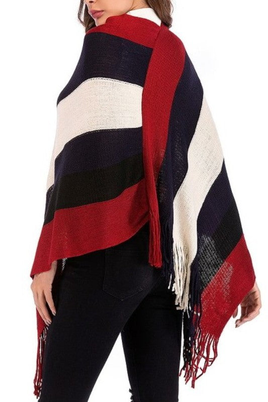 Poncho Style Stripe Sweater* - Addict Apparel