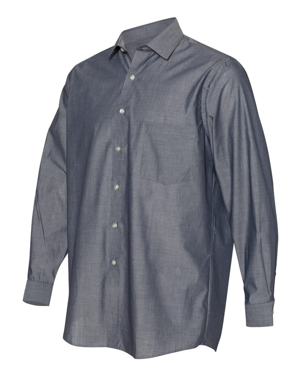 Van Heusen - Chambray Spread Flex Collar Shirt - Addict Apparel