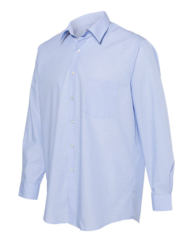 Van Heusen - Broadcloth Point Collar Check Shirt - Addict Apparel