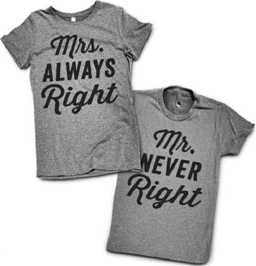 Mrs Always Right + Mr Never Right T-Shirt Set - Addict Apparel