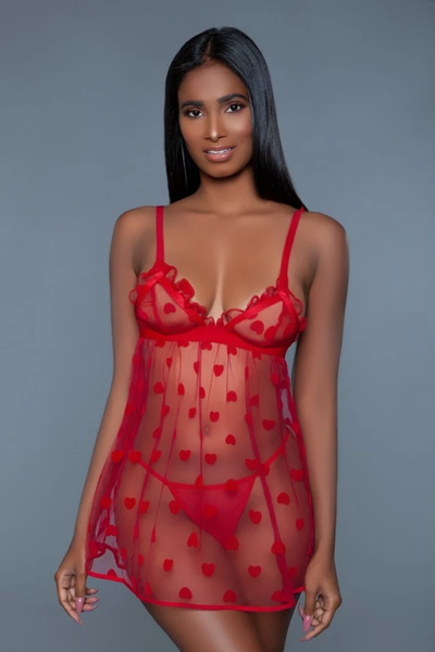 Be Wicked Sweetheart Babydoll and G-String Set* - Addict Apparel