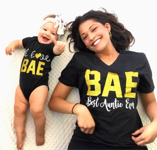 BAE Best Auntie Ever + I Love BAE T-Shirt Set* - Addict Apparel