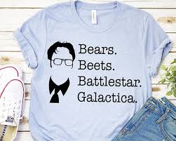 Dwight Schrute (The Office TV Show) Bear Beets Battlestar Galactica T-Shirt - Addict Apparel