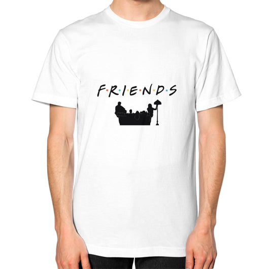 Friends (TV Show) Logo w/Cast and Couch Silhouette T-Shirt - Addict Apparel