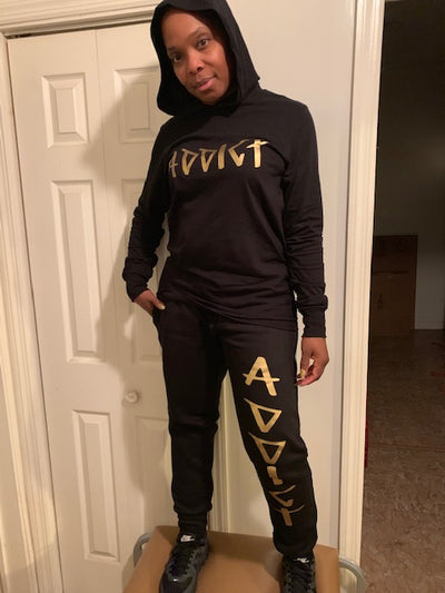 Limited Edition: Addict Apparel Gold Letter Hooded Sweatsuit - Addict Apparel