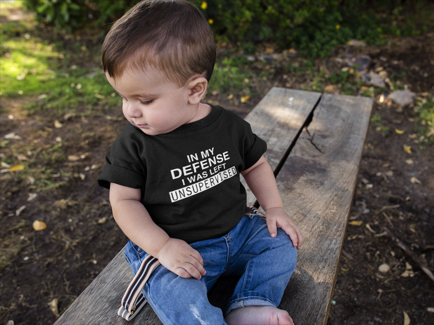 In My Defense I Was Left Unsupervised Onesie / Infant Tee / Toddler Tee / Kids T-Shirt - Addict Apparel