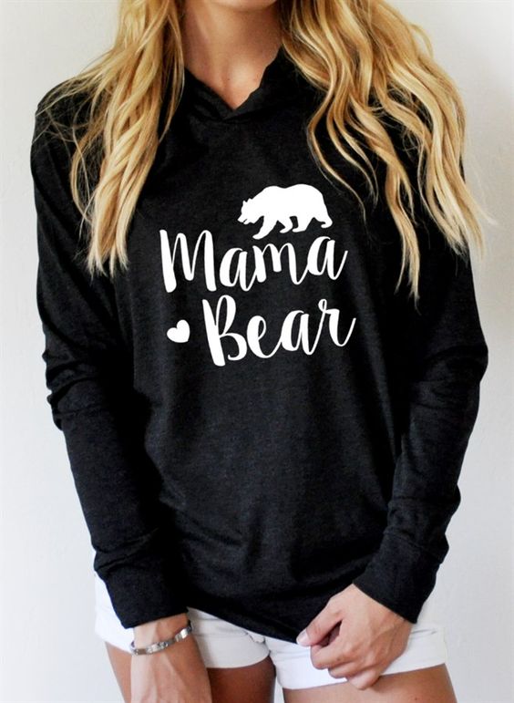 Mama Bear Long Sleeve Hooded T-Shirt* - Addict Apparel